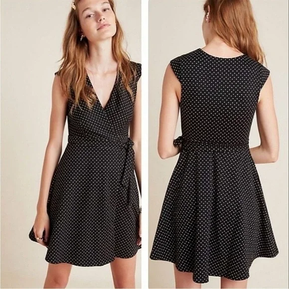 Anthropologie Hutch Ronnie Black Wrap Dress Mini Size XS - Picture 5 of 10